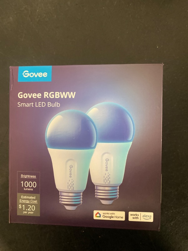Photo 2 of Govee Smart Light Bulbs, WiFi & Bluetooth Color Changing Light Bulbs, Music Sync, 16 Million DIY Colors RGBWW Color Lights Bulb, Work with Alexa, Google Assistant Home App, 800 Lumen, 2 Pack