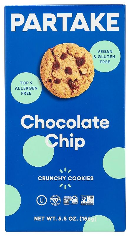 Photo 1 of Partake Foods Crunchy Cookies, Chocolate Chip, Gluten Free & Non-GMO, 5.5 Oz (Pack of 6), Natural
