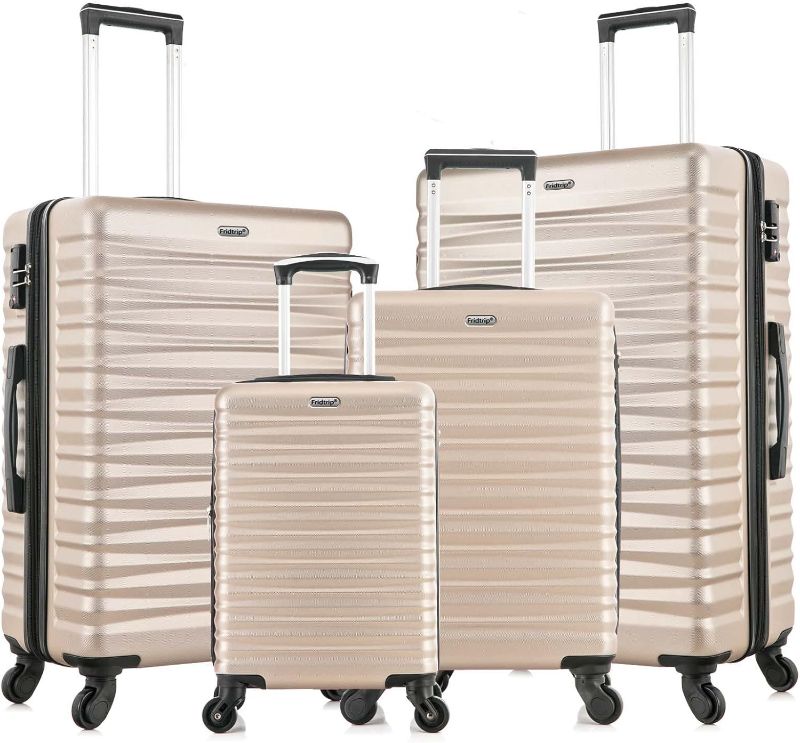 Photo 1 of yotefe Set of 4 Hardside Expandable Luggage with TSA Lock and Spinner Wheels Carry On Suitcase (4 PCS TSA Lock And Expandable Zipper Champagne Gold)