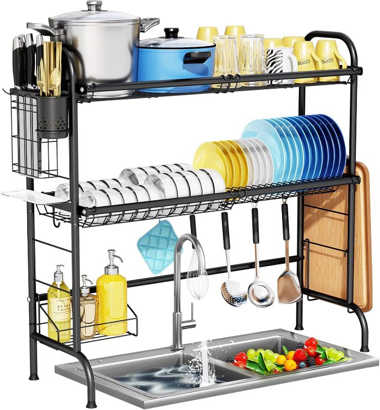 Photo 1 of HOWDIA Over The Sink Dish Drying Rack, 2-Tier Stainless Steel Large Over The Sink Dish Rack with Utensil Holder Dish Drainers for Kitchen Counter