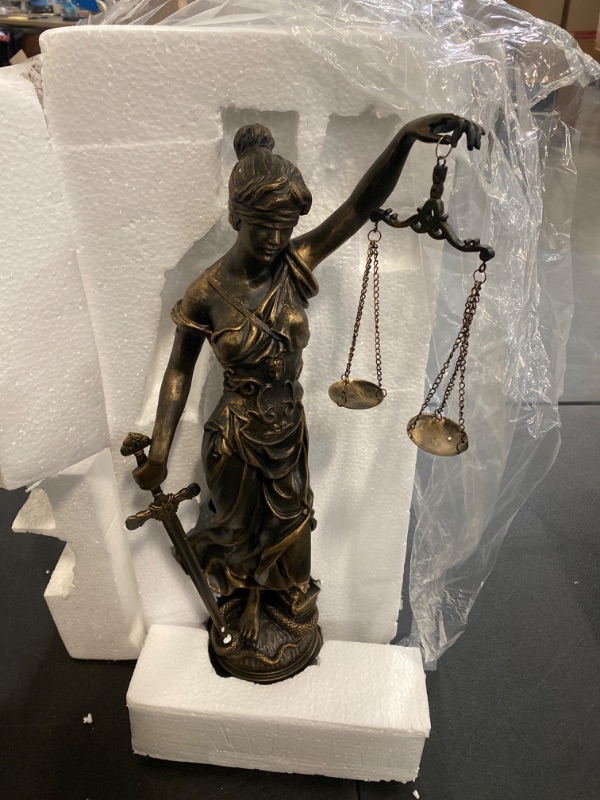 Photo 2 of LC LCdecohome Lady Justice Statues Home Decor - Resin Large Antique Roman Greek Lawyer Statue with Scales and Sword for Desk Office Decoration 8.5 * 5.5 * 21.5 Inch