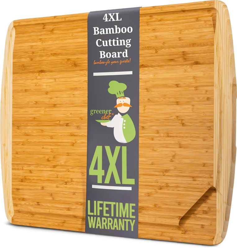 Photo 1 of GREENER CHEF 36 Inch 4XL Extra Large Cutting Board with Lifetime Replacements - Wood Butcher Block Cutting Board - Bamboo Stove Top Cover for Extra Countertop Space - Giant Wood Charcuterie Board