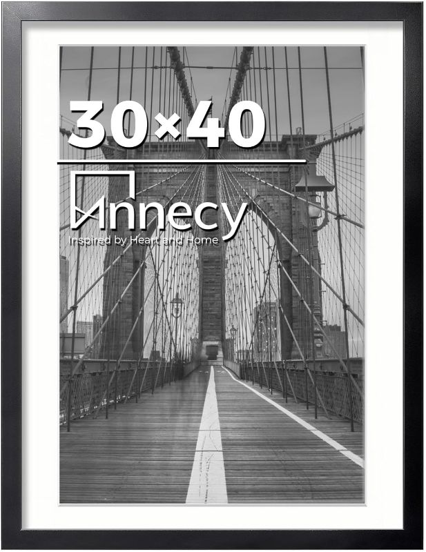 Photo 1 of Annecy 30x40 Frame Black 1 Pack, Classic 30x40 Picture Frame Display 24x36 Pictures with Mat or 30x40 without Mat, Horizontal and Vertical for Wall-Mount, Decorate Home and Office with Large Paintings
