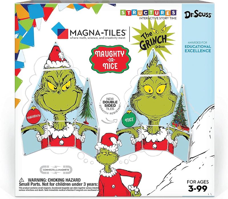 Photo 1 of CreateOn Magna-Tiles Grinch Magnetic Building Toys from Dr. Seuss’ “How The Grinch Stole Christmas” Book, Educational Toys for Ages 3+, 19 Pieces