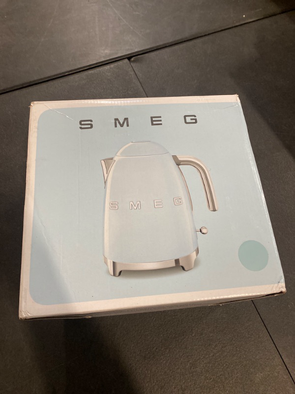 Photo 3 of Smeg KLF03PBUS 50's Retro Style Aesthetic Electric Kettle with Embossed Logo, Pastel Blue