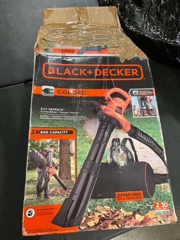 Photo 3 of BLACK+DECKER 3-in-1 Electric Leaf Blower, Leaf Vacuum, Mulcher (BEBL7000)