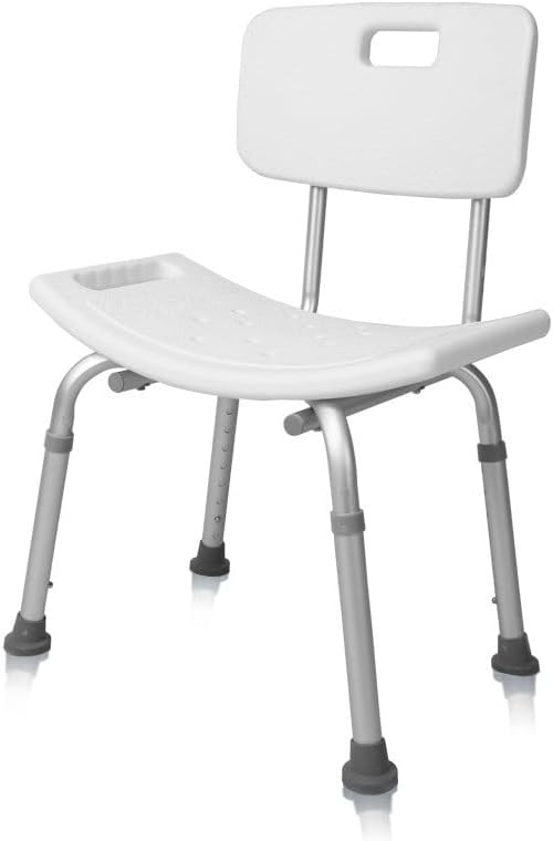 Photo 1 of Bath Bench With Back Adjustable Leg Height, Plastic Bath Chair Height Adjustable Shower Chair with Back and Non-slip ADA Shower Seat, Medical Shower Bench Seat for Elderly Adults Disabled, White
