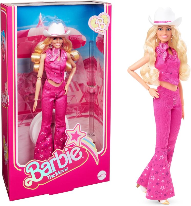 Photo 1 of Barbie: The Movie Collectible Doll Margot Robbie as in Pink Western Outfit, Pink,silver