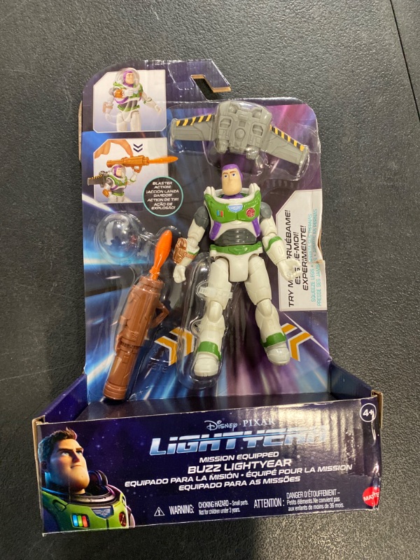 Photo 2 of Mattel Disney Pixar Lightyear Mission Equipped Buzz Lightyear Action Figure 5 Inch with Jetpack, Blaster, 10 Movable Joints Authentic Detail, Toy 4 Years & Up