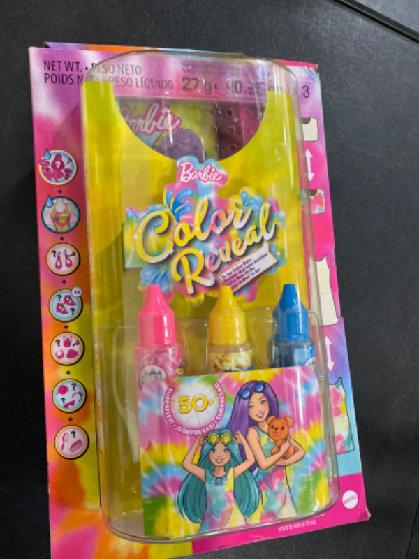 Photo 2 of Barbie Color Reveal Gift Set, Tie-Dye Fashion Maker, Color Reveal Barbie Doll, Chelsea ?Doll and Pet, Tie-Dye Tools and Dye-able Fashions?
