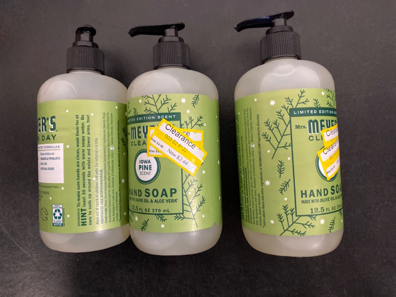 Photo 1 of MRS. MEYER'S CLEAN DAY Hand Soap, Made with Essential Oils, Biodegradable Formula, Limited Edition Iowa Pine, 12.5 Fl. Oz - Pack of 3
