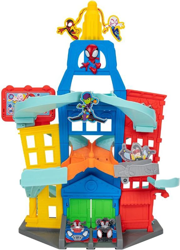 Photo 1 of MARVEL Spidey and His Amazing Friends City Track Set - 24-Inch Set with Two Exclusive 3-Inch Vehicles