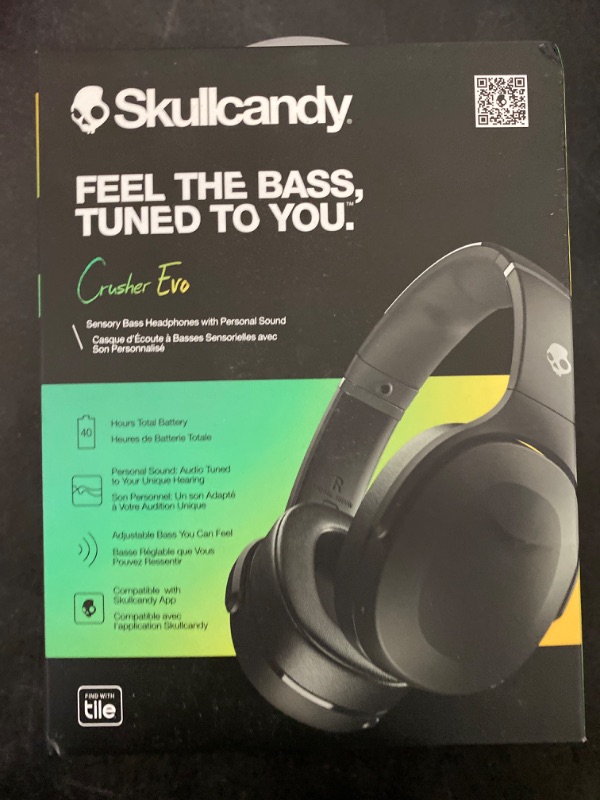 Photo 1 of Skullcandy Crusher Evo Over-Ear Wireless Headphones - Black (Discontinued by Manufacturer) True Black Single Crusher Evo