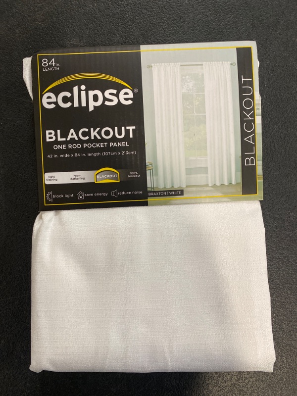 Photo 2 of 1pc 42&#34;x63&#34; Blackout Braxton Thermaback Window Curtain Panel White - Eclipse