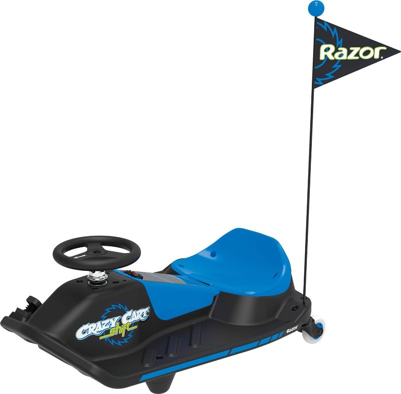Photo 1 of Razor Crazy Cart Shift Electric Go Kart for Kids Ages 6+ - 12V Drifting System, High/Low Speed Switch, Simplified Drifting, Riders up to 120 lbs, Black/Blue