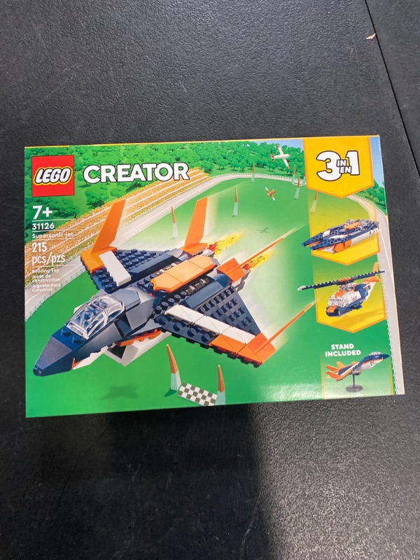 Photo 2 of LEGO Creator 3 in 1 Supersonic Jet, Helicopter & Boat Toy 31126