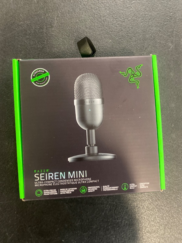 Photo 2 of Razer Seiren Mini USB Condenser Microphone: for Streaming and Gaming on PC - Professional Recording Quality - Precise Supercardioid Pickup Pattern - Tilting Stand - Shock Resistant - Classic Black Classic Black Seiren Mini