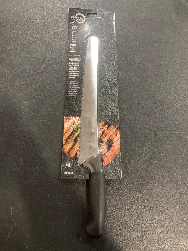 Photo 2 of Mercer Culinary M23213 Millenia Black Handle, 12-Inch Wavy Edge, Brisket Knife 12-Inch Wavy Edge Brisket Knife 12 Inch Knife