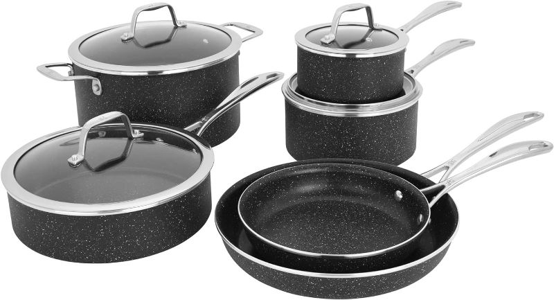 Photo 1 of Henckels Made in Italy, Granitium Notte 10-piece Nonstick Cookware Set, Black