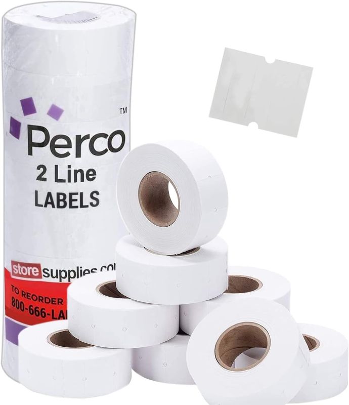 Photo 1 of Perco 2 Line White Labels - 1 Sleeve, 6,000 Blank Pricing Labels for Perco 2 Line Price and Date Guns