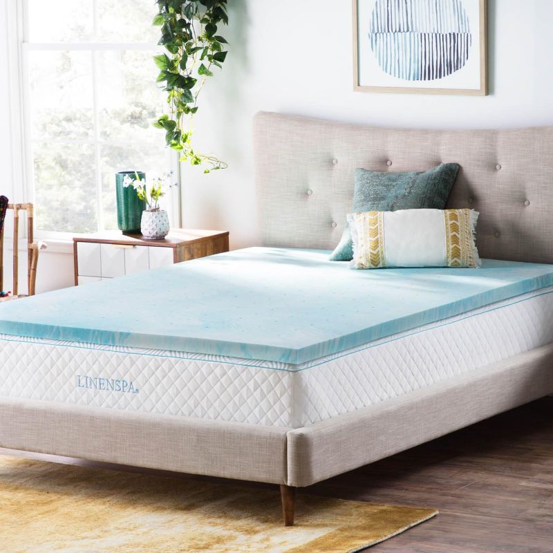 Photo 1 of LINENSPA 2 Inch Gel Swirl Memory Foam Mattress Topper – Cooling Gel Infused – Pressure Relieving – CertiPUR Certified - Full