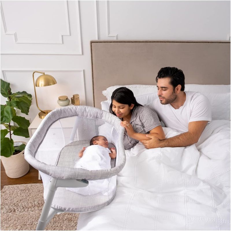 Photo 1 of HALO Baby Flex BassiNest, Adjustable Travel Bassinet, Easy Folding, Lightweight with Mattress and Carrying Bag, Heather Weave