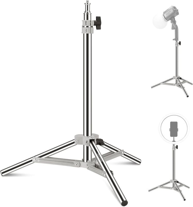 Photo 1 of NEEWER 32"/80cm Photography Light Stand, Adjustable Stainless Steel Table Tripod Photography Stand with 1/4" Mounting Screw for Reflector Softbox LED Ring Light Umbrella, ST80SS