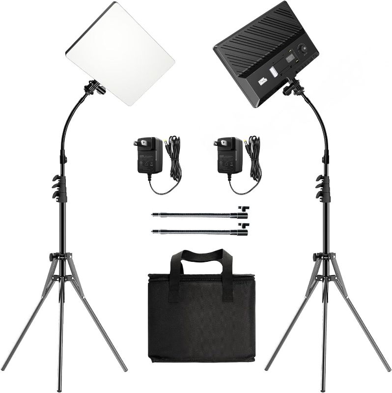 Photo 1 of Pixel P30 LED Video Light Kit, 2-Pack Bi-Color Studio Light, 2500-6500K Dimmable Photography Lights, Panel Light with Flexible Tube for Game Streaming/Film/Video Recording