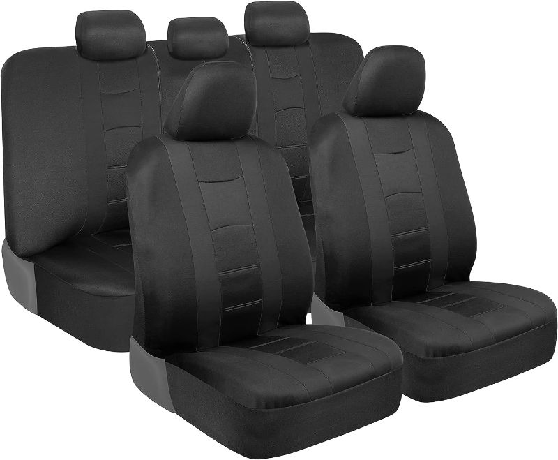 Photo 1 of BDK carXS Seat Covers for Cars, Black Two-Tone with Matching Back Seat Cover, Made to Fit Most Auto Truck Van SUV, Interior Car Accessories, Full Set