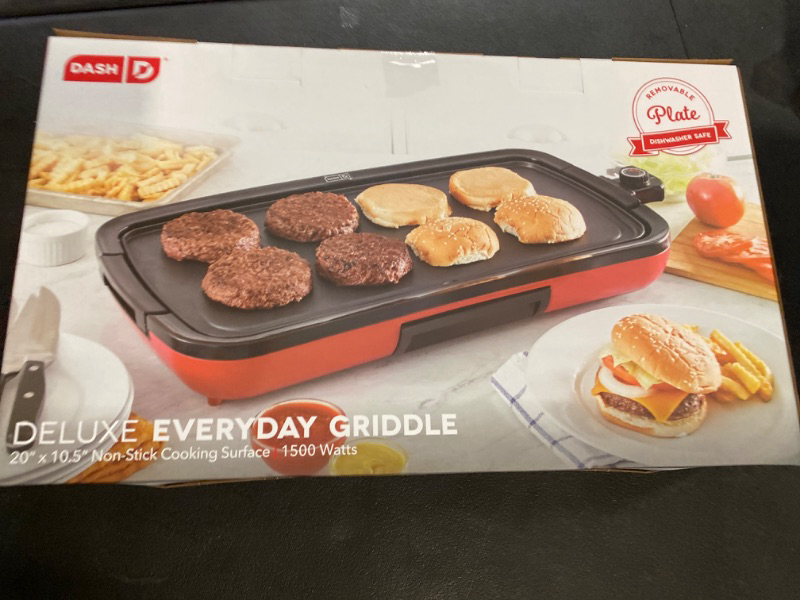 Photo 3 of DASH Deluxe Everyday Electric Griddle, 20” x 10.5”, 1500-Watt - Red & Family Size Electric Skillet with 14 inch Nonstick Surface + Recipe Book, 1400-Watt - Red Red Griddle + Skillet