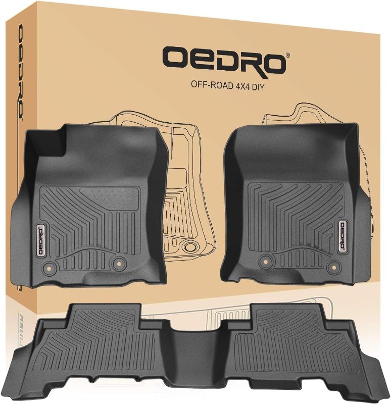 Photo 1 of OEDRO Floor Mats Compatible for 2013-2024 Toyota 4Runner / 2014-2023 Lexus GX460, Unique Black TPE All-Weather Guard Includes 1st and 2nd Row: Front, Rear, Full Set Liners