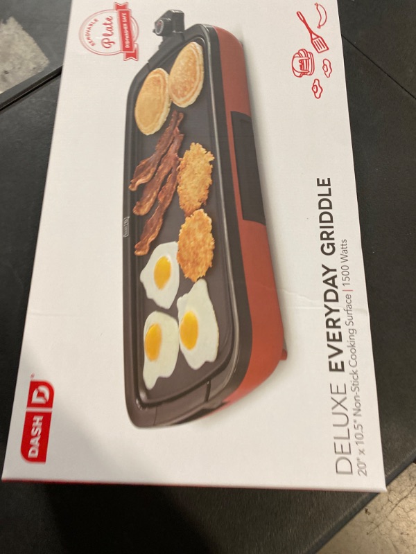 Photo 2 of DASH Deluxe Everyday Electric Griddle, 20” x 10.5”, 1500-Watt - Red & Family Size Electric Skillet with 14 inch Nonstick Surface + Recipe Book, 1400-Watt - Red Red Griddle + Skillet