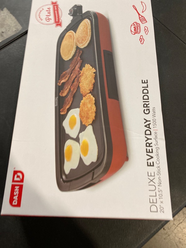 Photo 1 of DASH Deluxe Everyday Electric Griddle, 20” x 10.5”, 1500-Watt - Red & Family Size Electric Skillet with 14 inch Nonstick Surface + Recipe Book, 1400-Watt - Red Red Griddle + Skillet