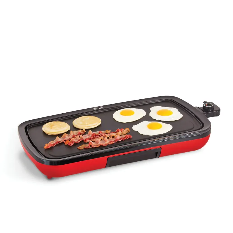 Photo 1 of DASH Deluxe Everyday Electric Griddle, 20” x 10.5”, 1500-Watt - Red & Family Size Electric Skillet with 14 inch Nonstick Surface + Recipe Book, 1400-Watt - Red Red Griddle + Skillet