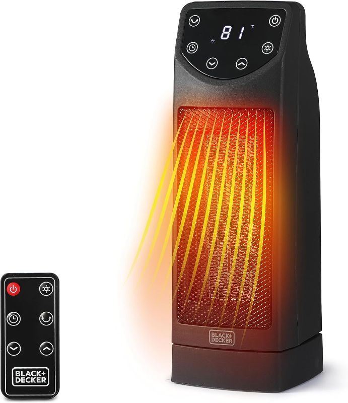 Photo 1 of BLACK+DECKER Oscillating Space Heater, Portable Heater with Remote Control, Ceramic Small Space Heater with Two Heat Settings & LED Display, Small Heater 1500W

