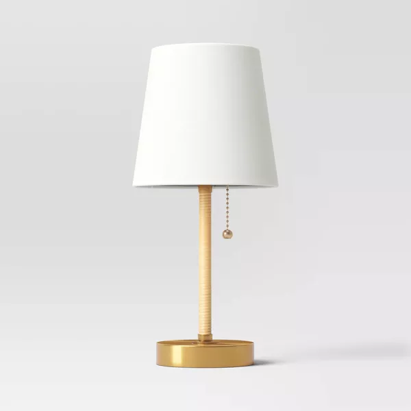 Photo 1 of Mini Rattan Wrap Stick Table Lamp Brass - Threshold™
