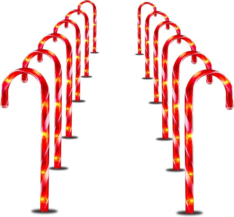Photo 1 of PREXTEX 12 Christmas Candy Cane Pathway Lights Markers for Indoor and Outdoor Use - Christmas Light Up Candy Cane Walkway Outside (2 Sets of 6 Candy Canes, 17 Inches Tall)
