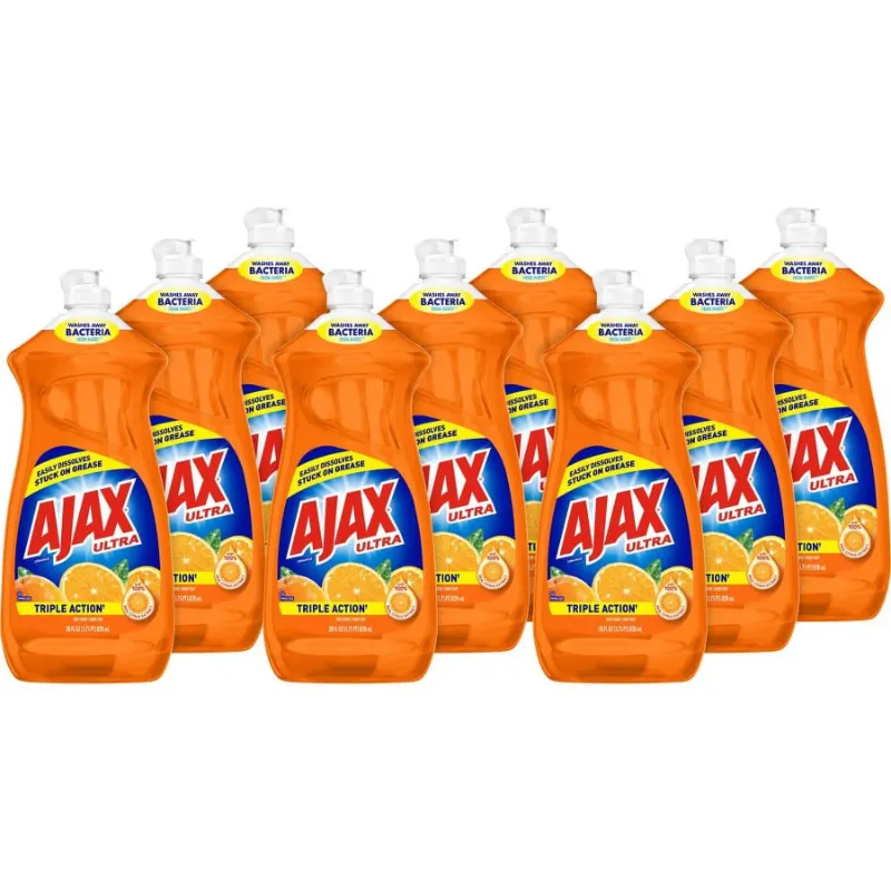 Photo 1 of AJAX Triple Action Dish Soap - Liquid - 28 fl oz (0.9 quart) - Orange Scent - 9 / Carton - Orange
