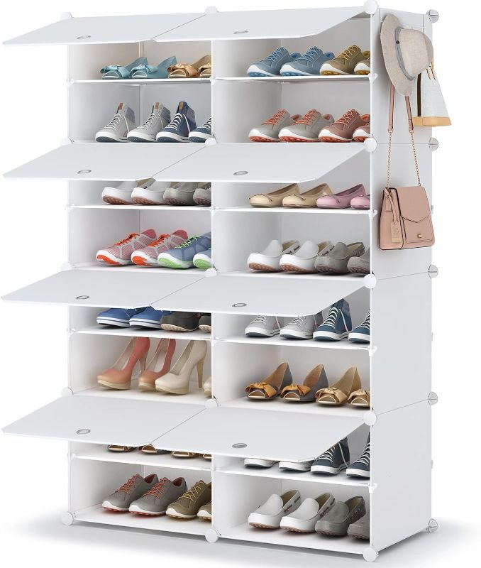 Photo 1 of HOMIDEC Shoe Rack, 8 Tier Shoe Storage Cabinet 32 Pair Plastic Shoe Shelves Organizer for Closet Hallway Bedroom Entryway
