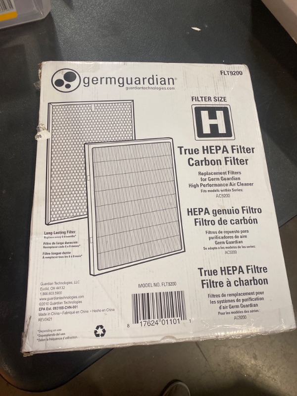 Photo 2 of GermGuardian - FLT9200 True HEPA Genuine Replacement Filter H for AC9200 Air Purifiers - White
