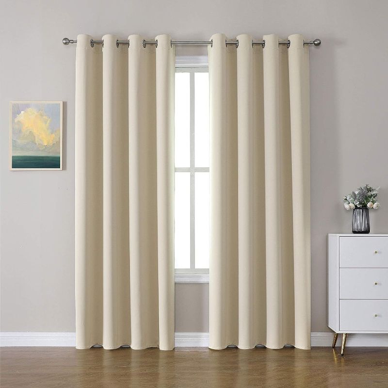 Photo 1 of CUCRAF Living Room Window Curtains - Thermal Insulated Energy Smart Blackout Grommet Curtains for Bedroom, 2 Panel Sets(52 x 84 Inch, Light Beige)
