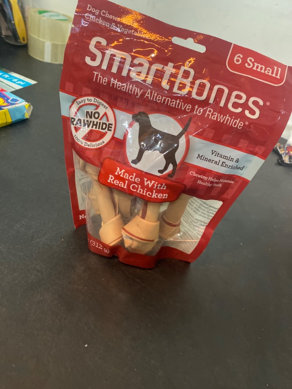 Photo 1 of SmartBones Small Bones Vegetable & Chicken No-Rawhide Dog Chews, 11 oz., Count of 6
