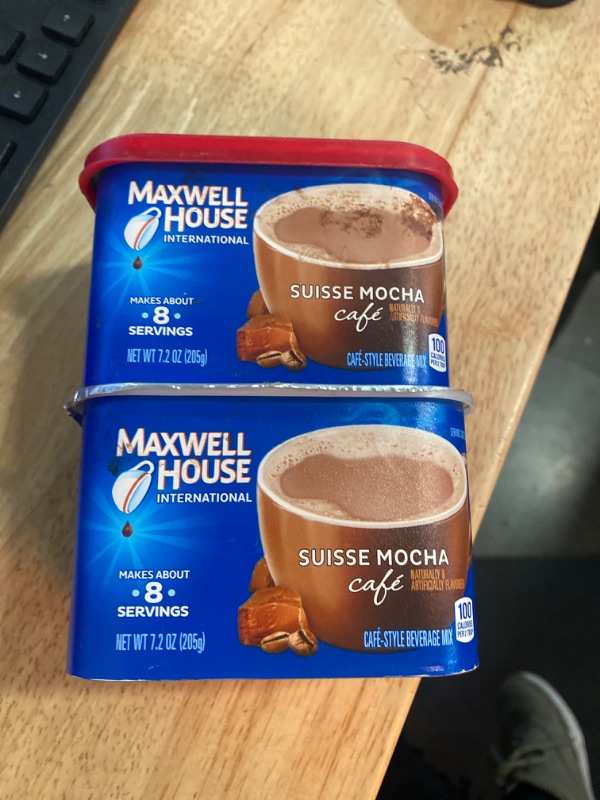 Photo 2 of JSC Maxwell House International Suisse Mocha Cafe 8 Serving Beverage Caffeine-Free international Coffee Consistently Great Taste Grocery Gourmet Food Resealable Canister Exceptionally Smooth Pack of 2
