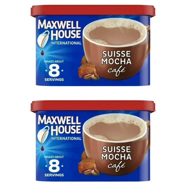 Photo 1 of JSC Maxwell House International Suisse Mocha Cafe 8 Serving Beverage Caffeine-Free international Coffee Consistently Great Taste Grocery Gourmet Food Resealable Canister Exceptionally Smooth Pack of 2
