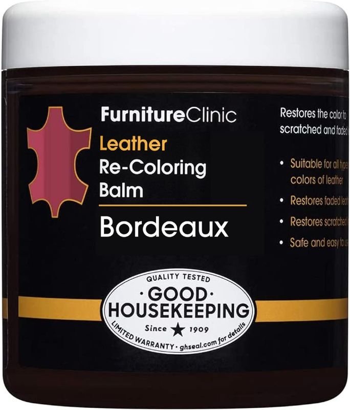 Photo 1 of The Original Leather Recoloring Balm by Furniture Clinic - 16 Color Options - Leather Repair Kit for Furniture - Restore Couches, Car Seats, Clothing - Non-Toxic Leather Repair Cream (Bordeaux)
