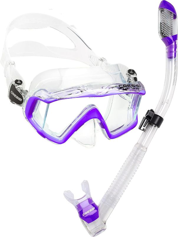Photo 1 of Cressi Panoramic Wide View Mask & Dry Snorkel for Snorkeling, Scuba Diving. Pano 3 + Supernova Dry: Designed in Italy
