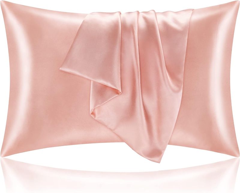 Photo 1 of BEDELITE Satin Silk Pillowcase for Hair and Skin, Coral Pillow Cases Standard Size Set of 2 Pack, Super Soft Pillow Case with Envelope Closure (20x26 Inches)
