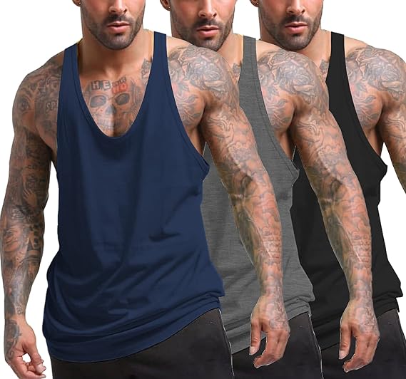 Photo 1 of COOFANDY Men's 3 Pack Tank Tops Gym Workout Shirt Y-Back Sleeveless Muscle Fitness Bodybuilding Tank Shirts
