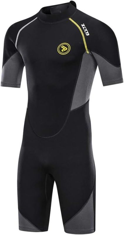 Photo 1 of ZCCO Men's Wetsuits 1.5/3mm Premium Neoprene Back Zip Shorty Dive Skin for Spearfishing,Snorkeling, Surfing,Canoeing,Scuba Diving Suits
