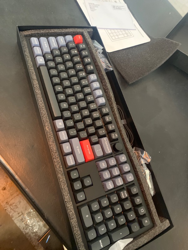 Photo 2 of Keychron V6 Wired Custom Mechanical Keyboard, Full-Size QMK/VIA Programmable Macro with Hot-swappable Keychron K Pro Red Switch Compatible with Mac Windows Linux (Frosted Black-Translucent)
